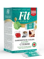 Заменитель сахара, Fit Parad (Фит Парад) 0.5 г 100 шт смесь подсластителей №10 на основе природных компонентов со стевией стики в коробке