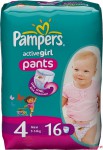 Подгузники-трусики для девочек, Pampers (Памперс) 9-14 кг 16 шт актив герл макси