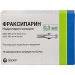 Фраксипарин, раствор для подкожного введения 9500 анти-Ха МЕ/мл 0.3 мл 10 шт (2850 МЕ в шприце) шприцы