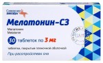 Мелатонин-СЗ, таблетки покрытые оболочкой пленочной 3 мг 30 шт