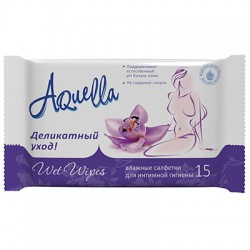 Салфетки влажные для интимной гигиены, Aquella (Аквелла) 15 шт